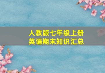 人教版七年级上册英语期末知识汇总