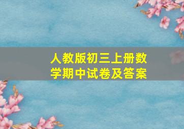 人教版初三上册数学期中试卷及答案