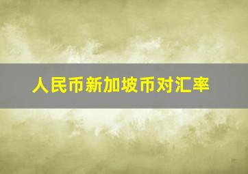 人民币新加坡币对汇率