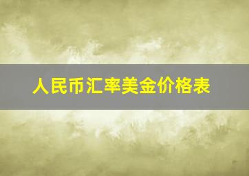 人民币汇率美金价格表