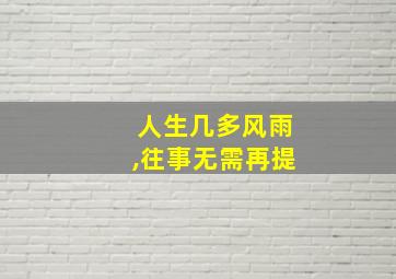 人生几多风雨,往事无需再提