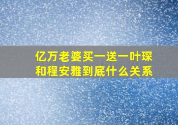 亿万老婆买一送一叶琛和程安雅到底什么关系