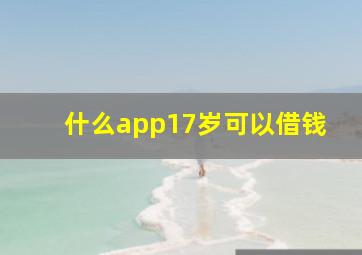 什么app17岁可以借钱