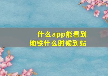 什么app能看到地铁什么时候到站