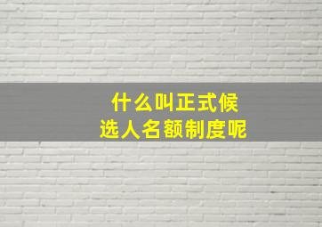 什么叫正式候选人名额制度呢