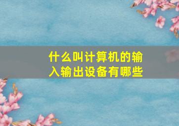 什么叫计算机的输入输出设备有哪些