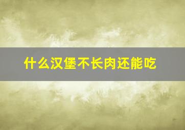 什么汉堡不长肉还能吃