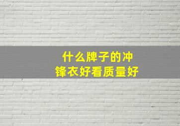 什么牌子的冲锋衣好看质量好