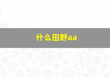 什么田野aa