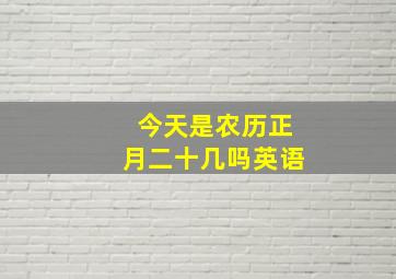 今天是农历正月二十几吗英语