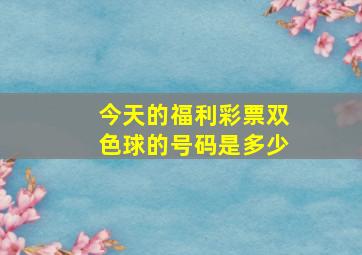 今天的福利彩票双色球的号码是多少