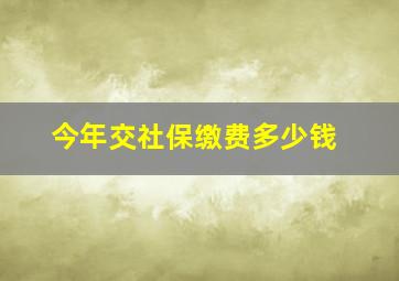 今年交社保缴费多少钱