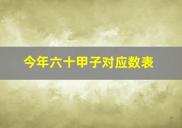 今年六十甲子对应数表