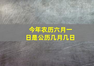 今年农历六月一日是公历几月几日