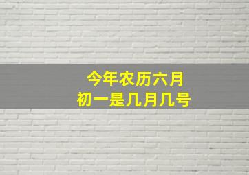 今年农历六月初一是几月几号