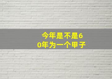 今年是不是60年为一个甲子