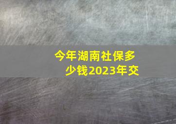 今年湖南社保多少钱2023年交