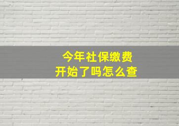 今年社保缴费开始了吗怎么查