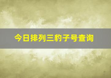 今日排列三豹子号查询