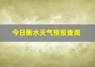 今日衡水天气预报查询