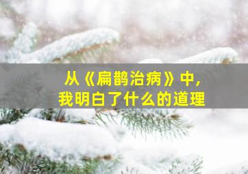 从《扁鹊治病》中,我明白了什么的道理