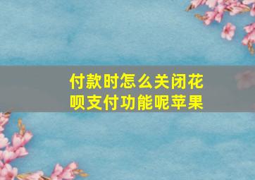 付款时怎么关闭花呗支付功能呢苹果