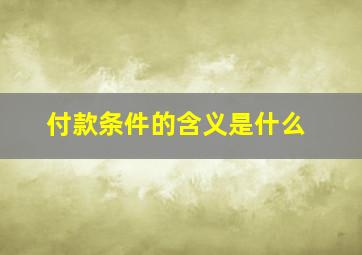 付款条件的含义是什么