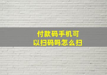 付款码手机可以扫码吗怎么扫