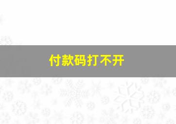 付款码打不开