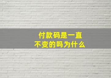 付款码是一直不变的吗为什么