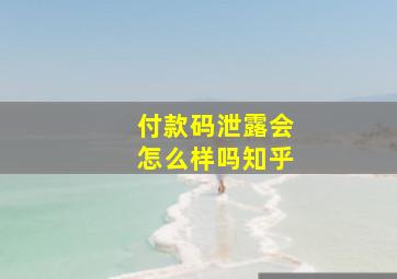 付款码泄露会怎么样吗知乎