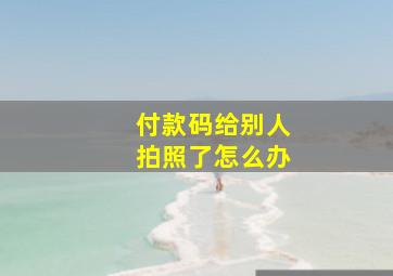 付款码给别人拍照了怎么办