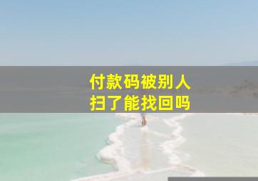 付款码被别人扫了能找回吗