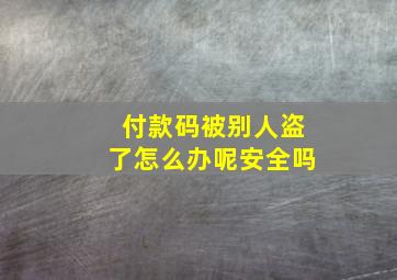 付款码被别人盗了怎么办呢安全吗