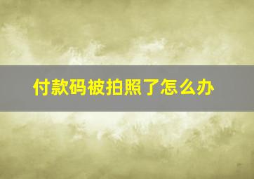 付款码被拍照了怎么办