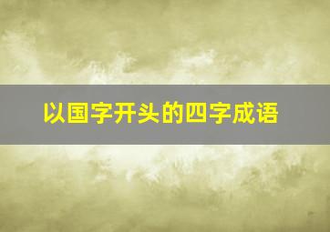 以国字开头的四字成语