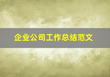 企业公司工作总结范文