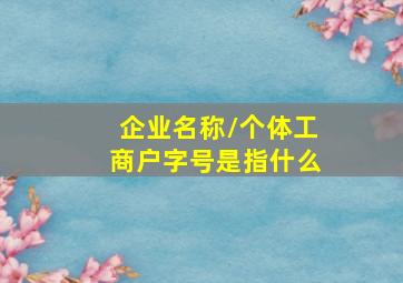 企业名称/个体工商户字号是指什么