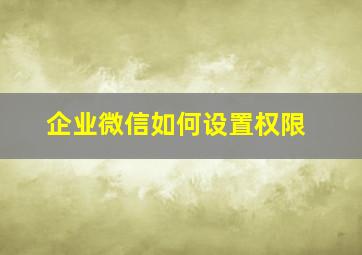 企业微信如何设置权限