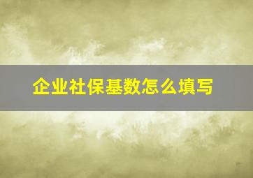 企业社保基数怎么填写