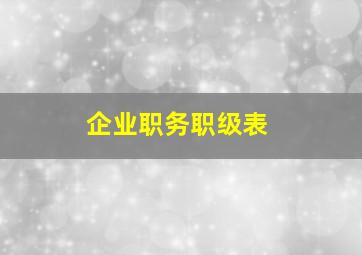 企业职务职级表