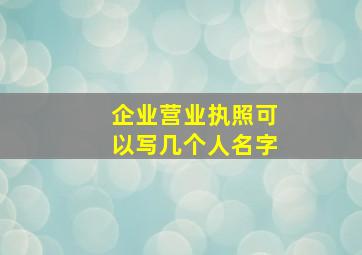 企业营业执照可以写几个人名字