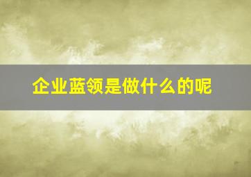 企业蓝领是做什么的呢