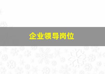 企业领导岗位