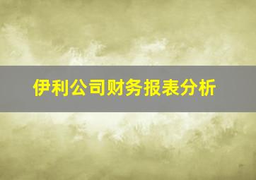 伊利公司财务报表分析