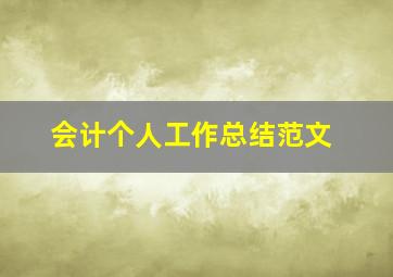 会计个人工作总结范文