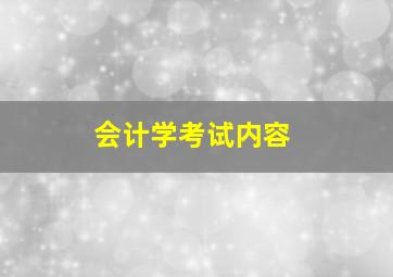 会计学考试内容