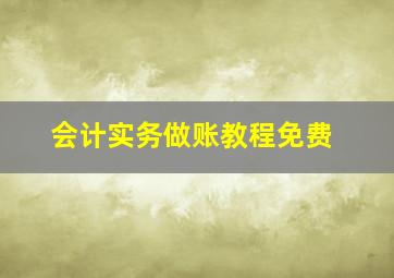 会计实务做账教程免费