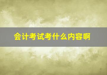 会计考试考什么内容啊