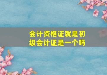 会计资格证就是初级会计证是一个吗